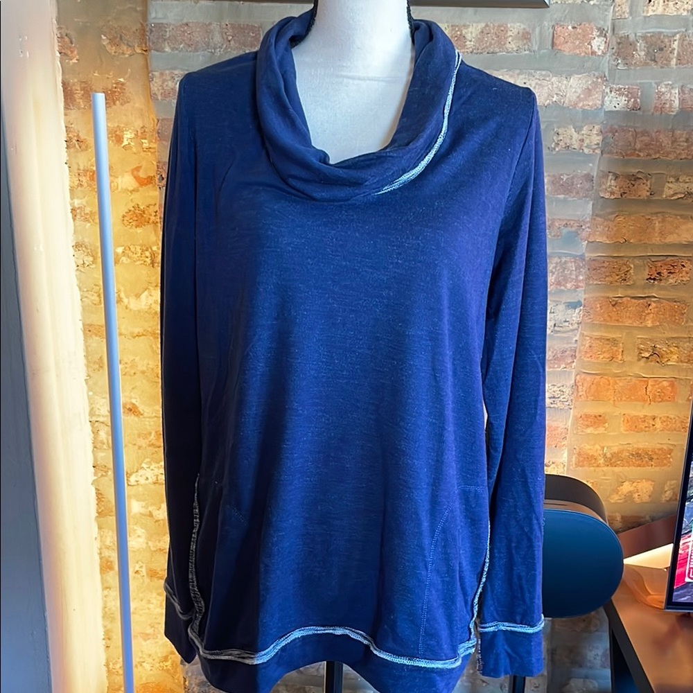 Max Studio Women's Blue Cowl Neck Sweater - L